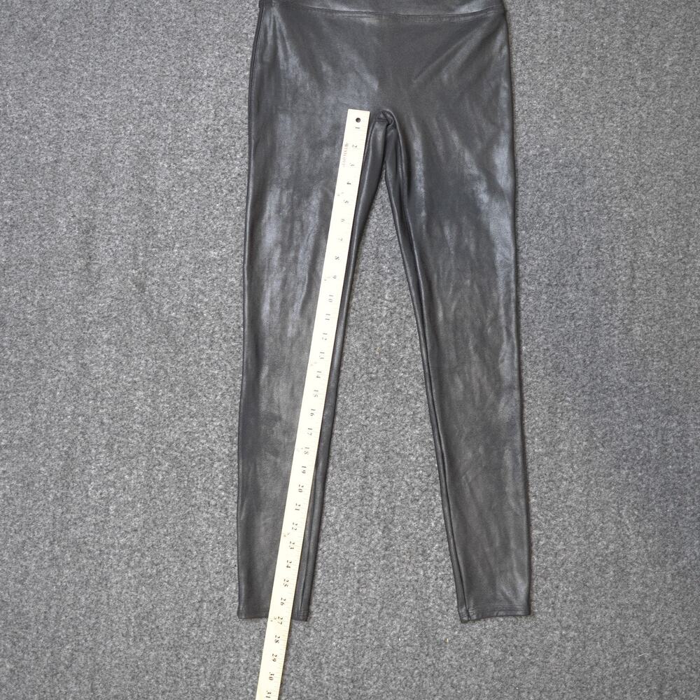 Spanx Faux Leather Leggings Black High Waist Shiny Sz L EUC - Picture 4 of 13